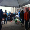 People tailgating outside Ford Field before game start